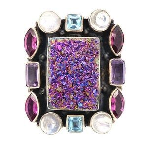 Nicky Butler 925 Square Druzy Moonstone,